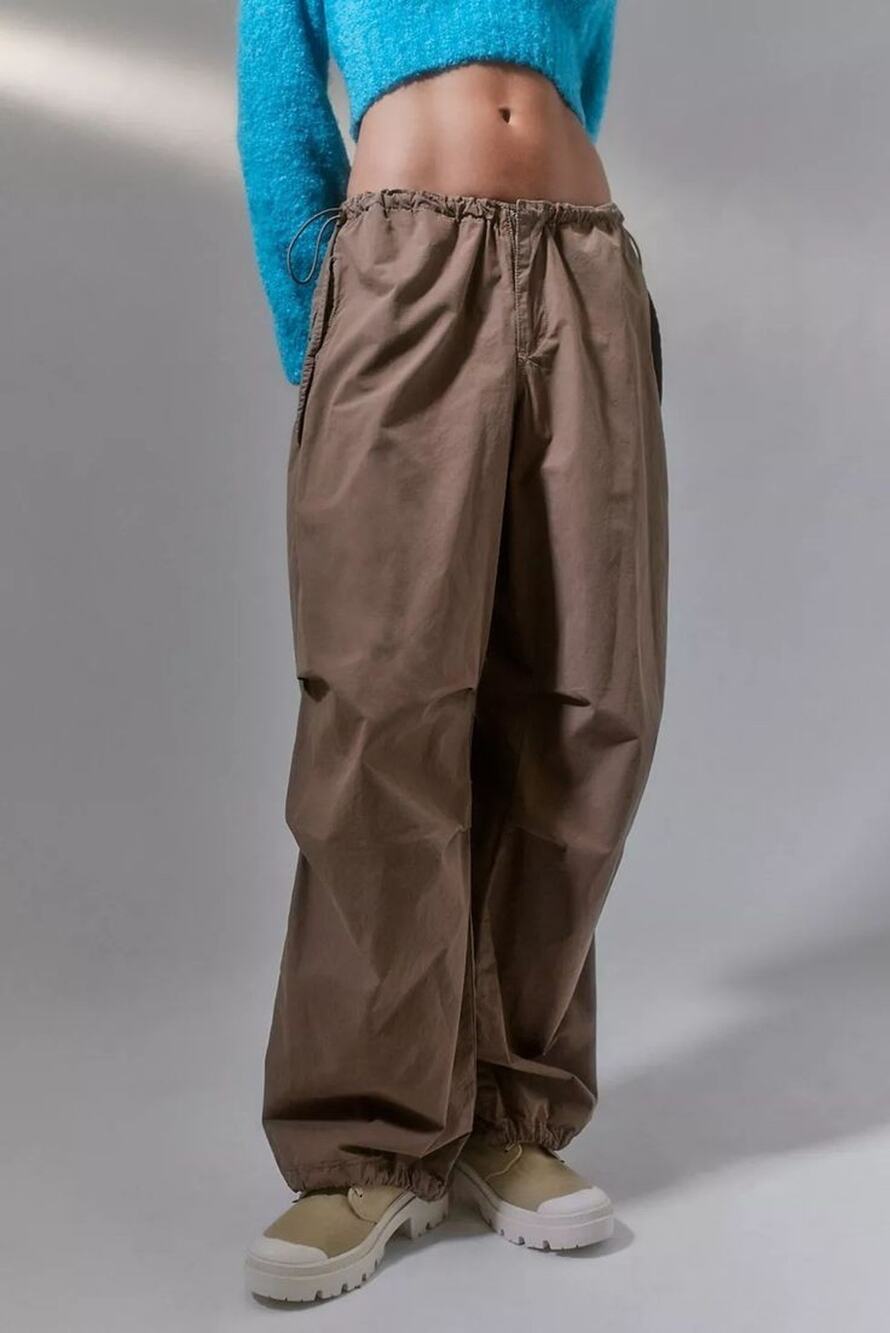Urban Outfitters iets Frans Balloon Barrel Pants Size XS Tan Low Rise Adjustable